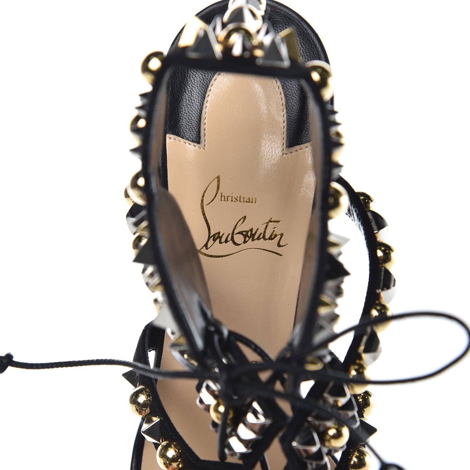 Christian Louboutin Shiny Nappa Studded Kaleikita 100 Sandals 39.5 Black 6 of 10