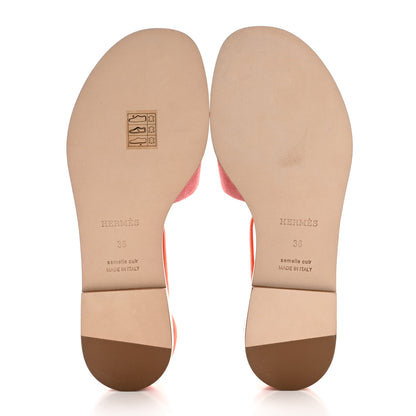 Hermes Suede Goatskin Santorini Sandals 36 Rose De Venise 6 of 9
