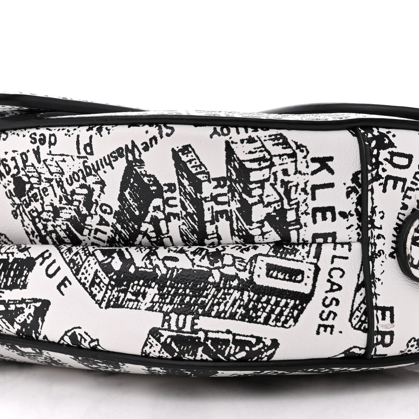 Calfskin Plan De Paris Printed Saddle Bag With Strap White Black