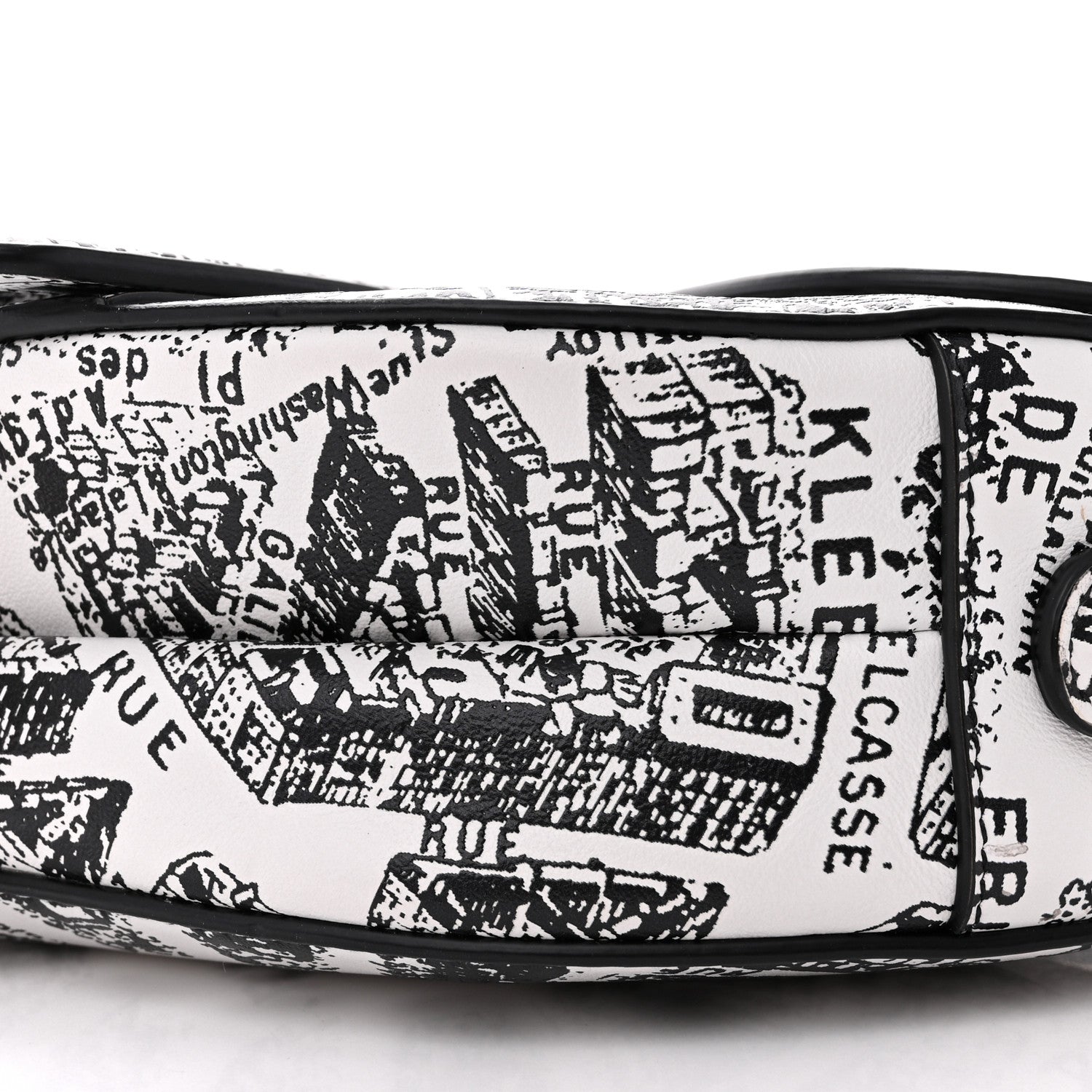 Christian Dior Calfskin Plan De Paris Printed Saddle Bag With Strap White Black 10 of 12
