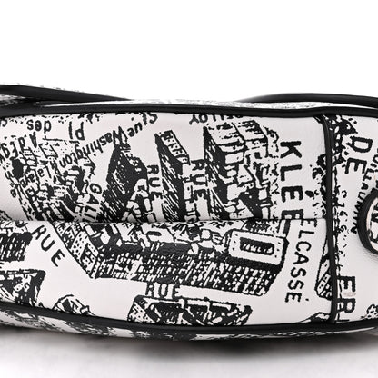 Christian Dior Calfskin Plan De Paris Printed Saddle Bag With Strap White Black 10 of 12
