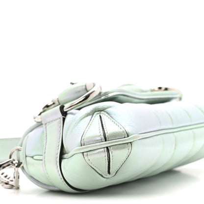 Gucci Iridescent Nappa Vertical Matelasse Small Maxi Horsebit Chain Shoulder Bag Iridescent Salvy Green 9 of 12