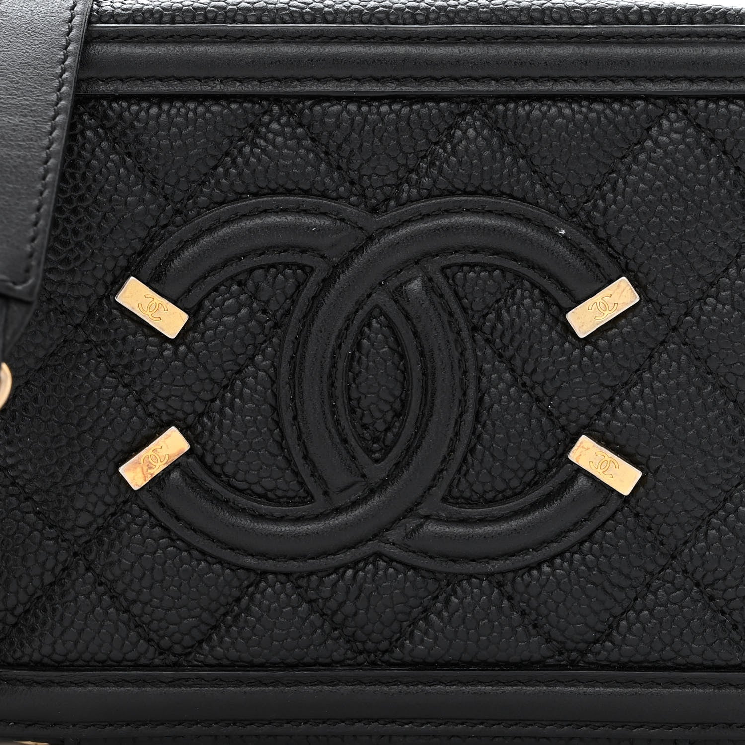 Chanel Caviar Quilted CC Filigree Vanity Clutch With Chain Black 10 of 12
