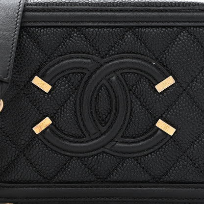 Chanel Caviar Quilted CC Filigree Vanity Clutch With Chain Black 10 of 12