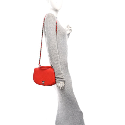 Chanel Calfskin Stitched Small Ring My Bag Flap Crossbody Red 2 of 11