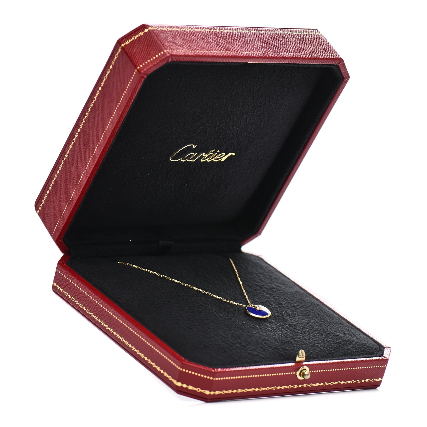 18K Yellow Gold Diamond Lapis Lazuli XS Amulette de Cartier Pendant Necklace
