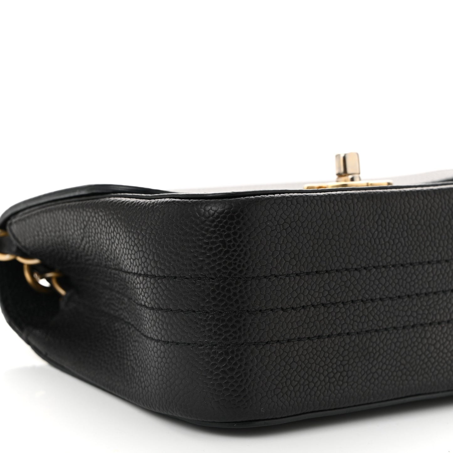 Grained Calfskin Mini Square Classic Pure Flap Black