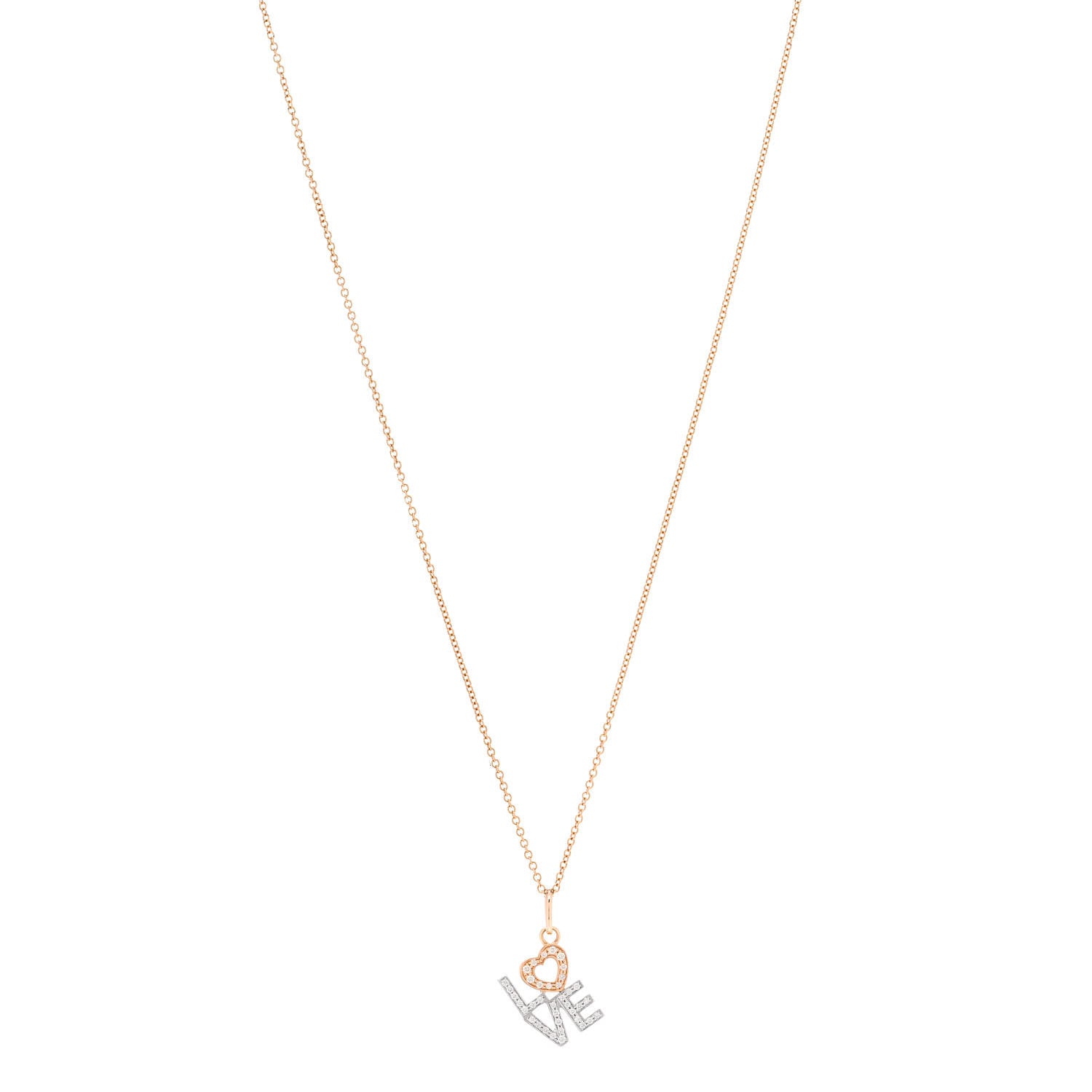 Tiffany 18K Rose White Gold Diamond Love Pendant Necklace 1 of 6