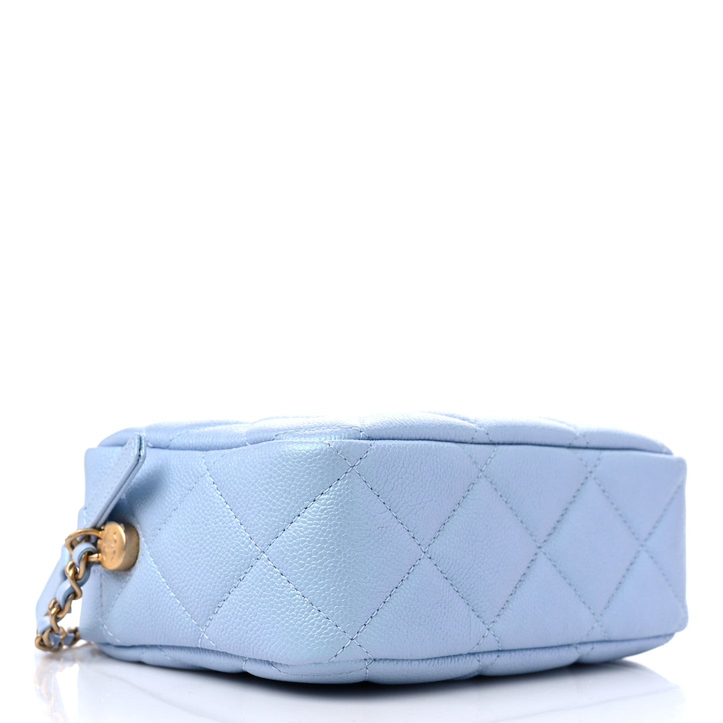 Iridescent Caviar Quilted Mini My Perfect Camera Case Light Blue