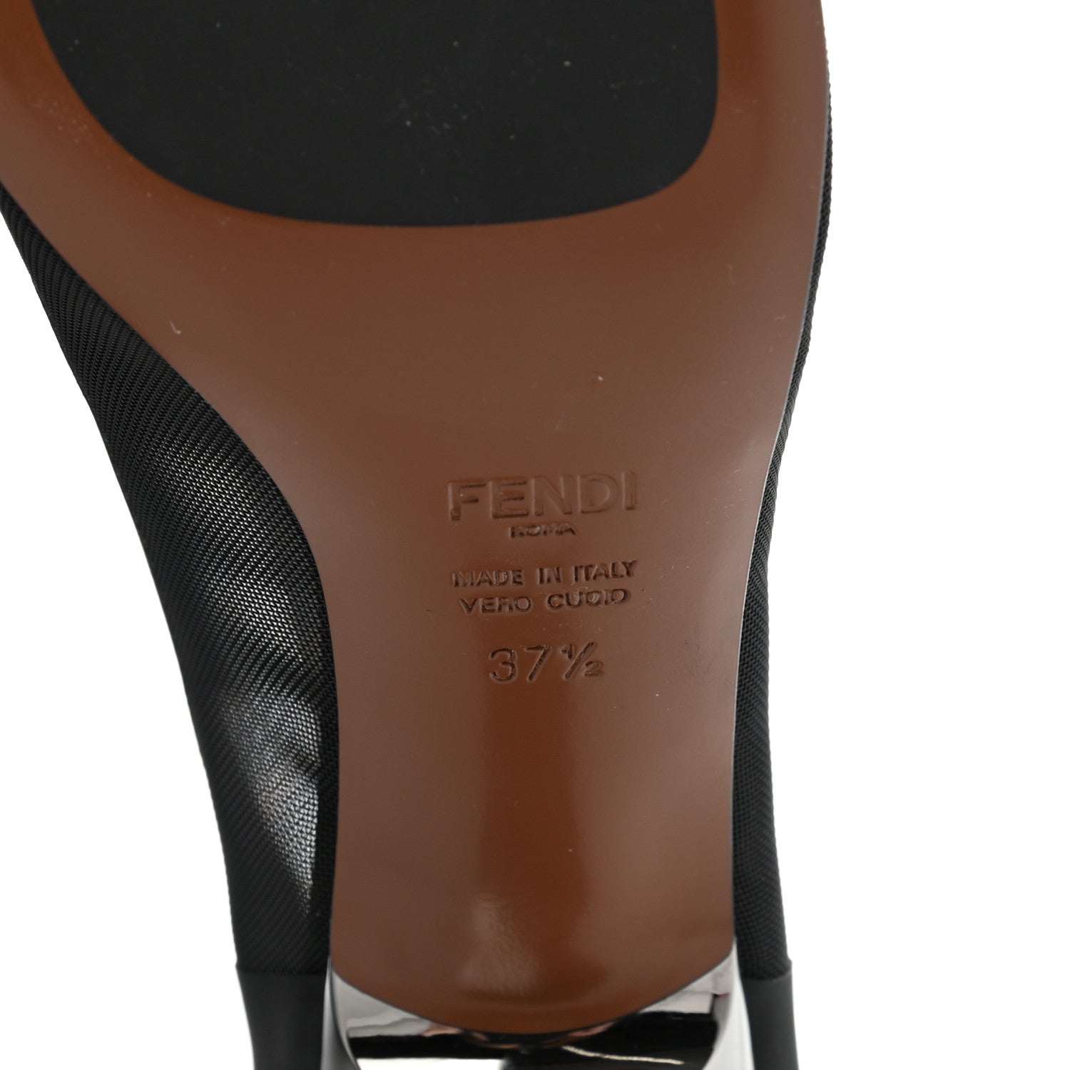 Fendi Technical Mesh FF Colibri Low Heel Ankle Boots 37.5 Black Tobacco 6 of 7