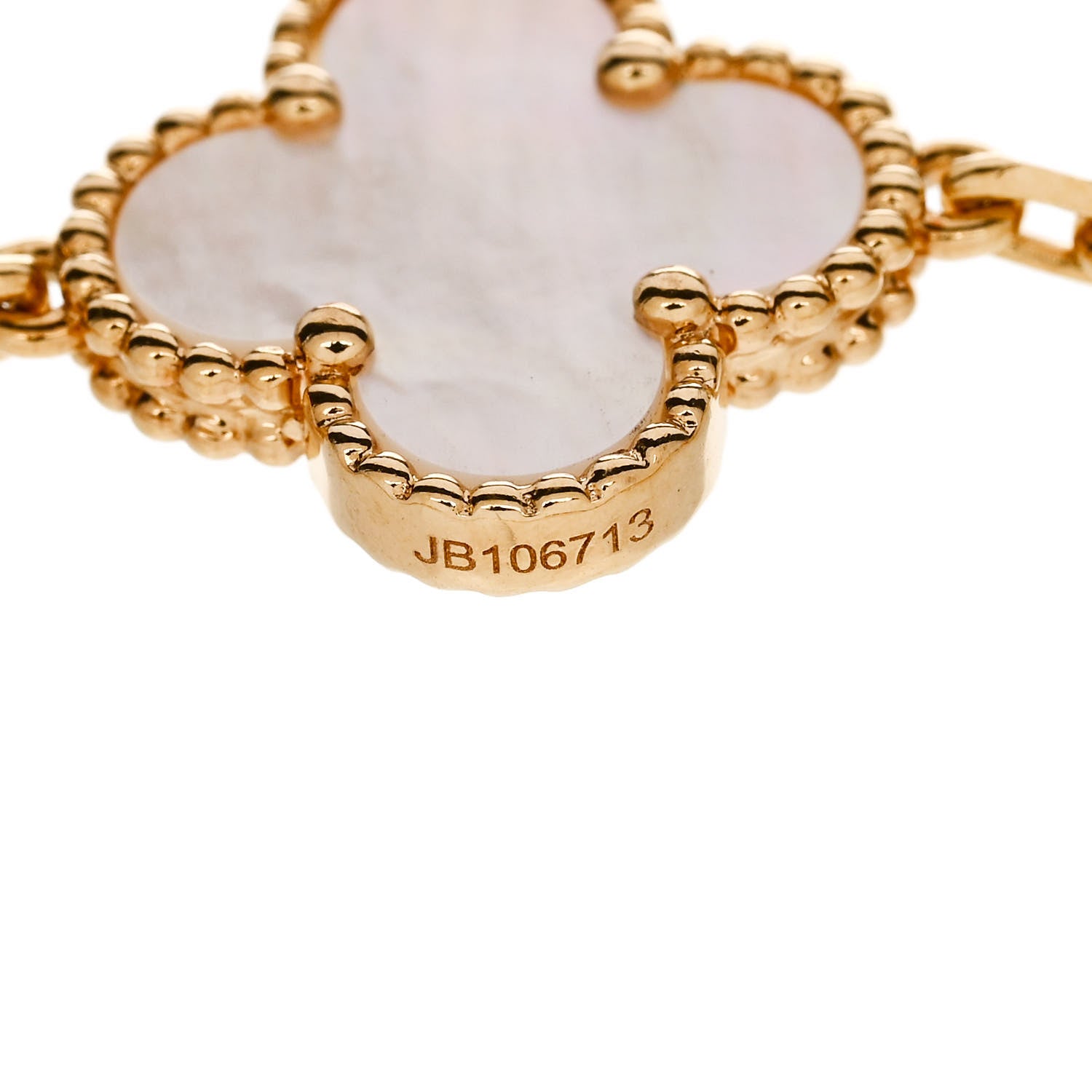 Van Cleef & Arpels 18K Yellow Gold Mother of Pearl 5 Motifs Vintage Alhambra Bracelet 4 of 4