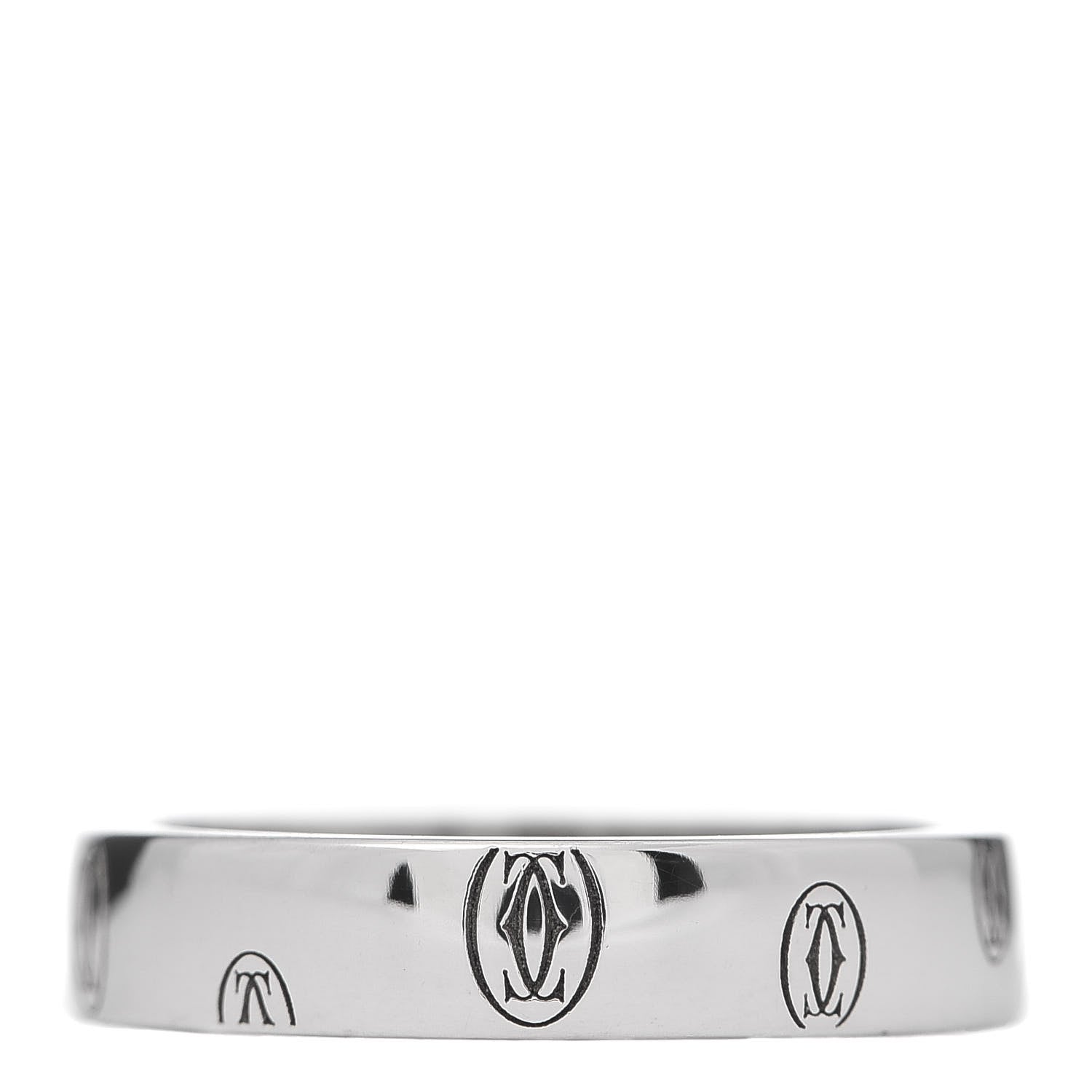 Cartier 18K White Gold 4mm Happy Birthday Band Ring 52 6 3 of 5
