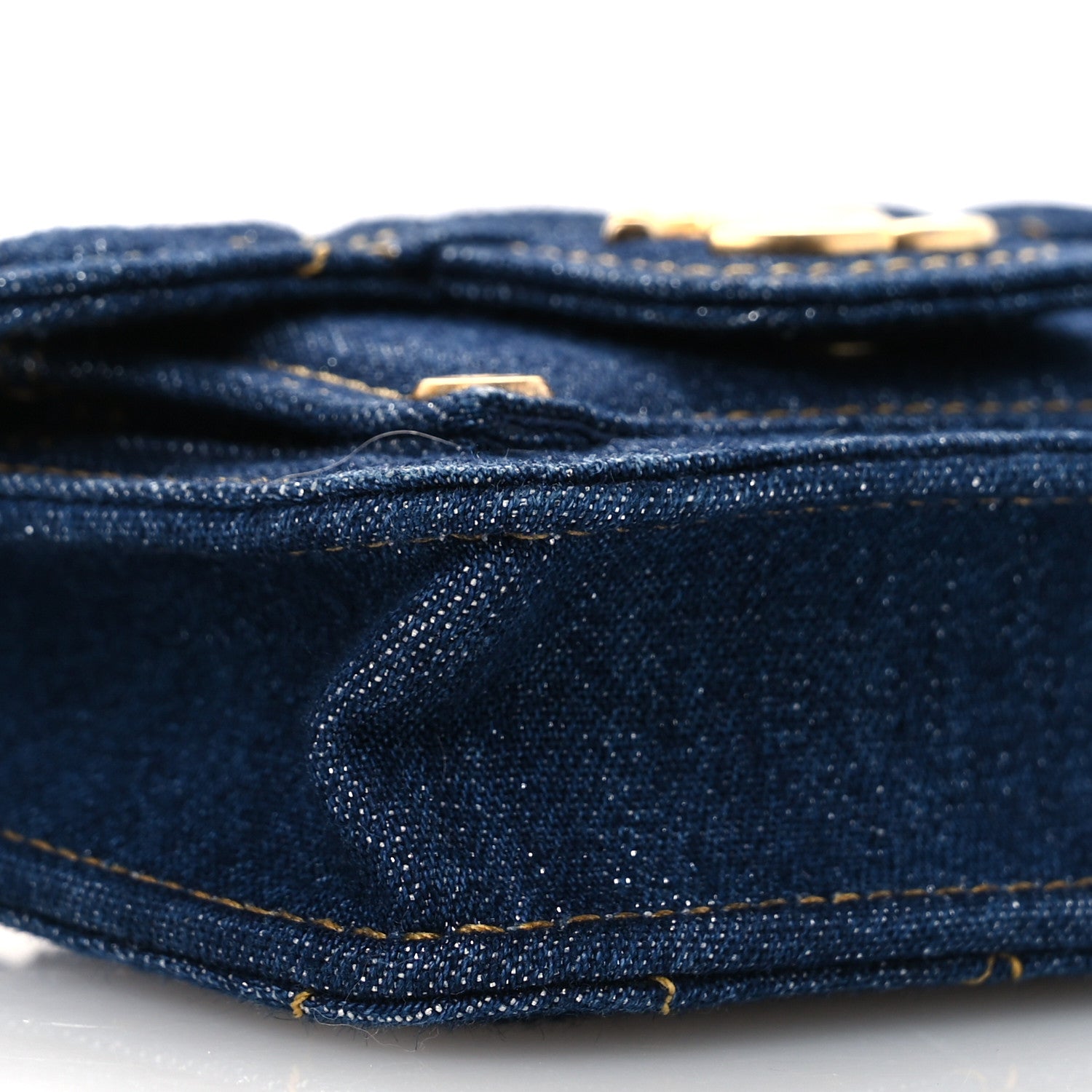 Chanel Denim Quilted Double You Card Holder On Chain Blue 9 of 11