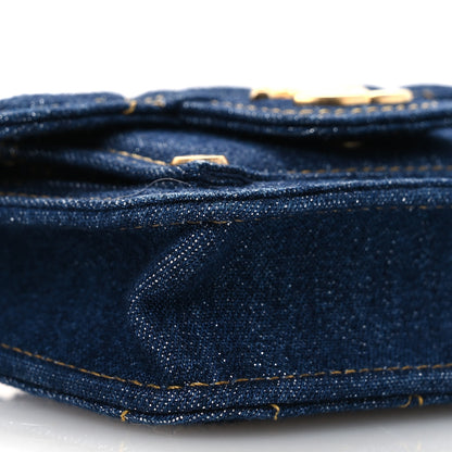 Chanel Denim Quilted Double You Card Holder On Chain Blue 9 of 11