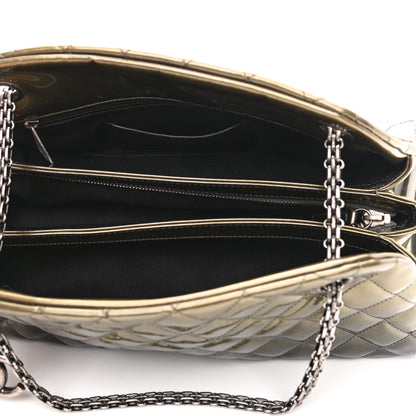 Chanel Metallic Patent Quilted Medium Just Mademoiselle Bowling Bag Green Degrade 5 of 12