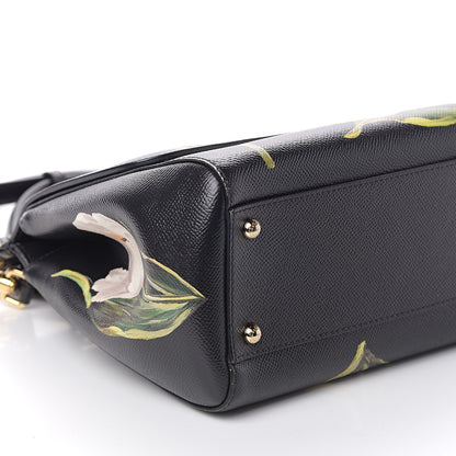 Dolce & Gabbana Dauphine Tulip Print Medium Miss Sicily Satchel Black 7 of 8