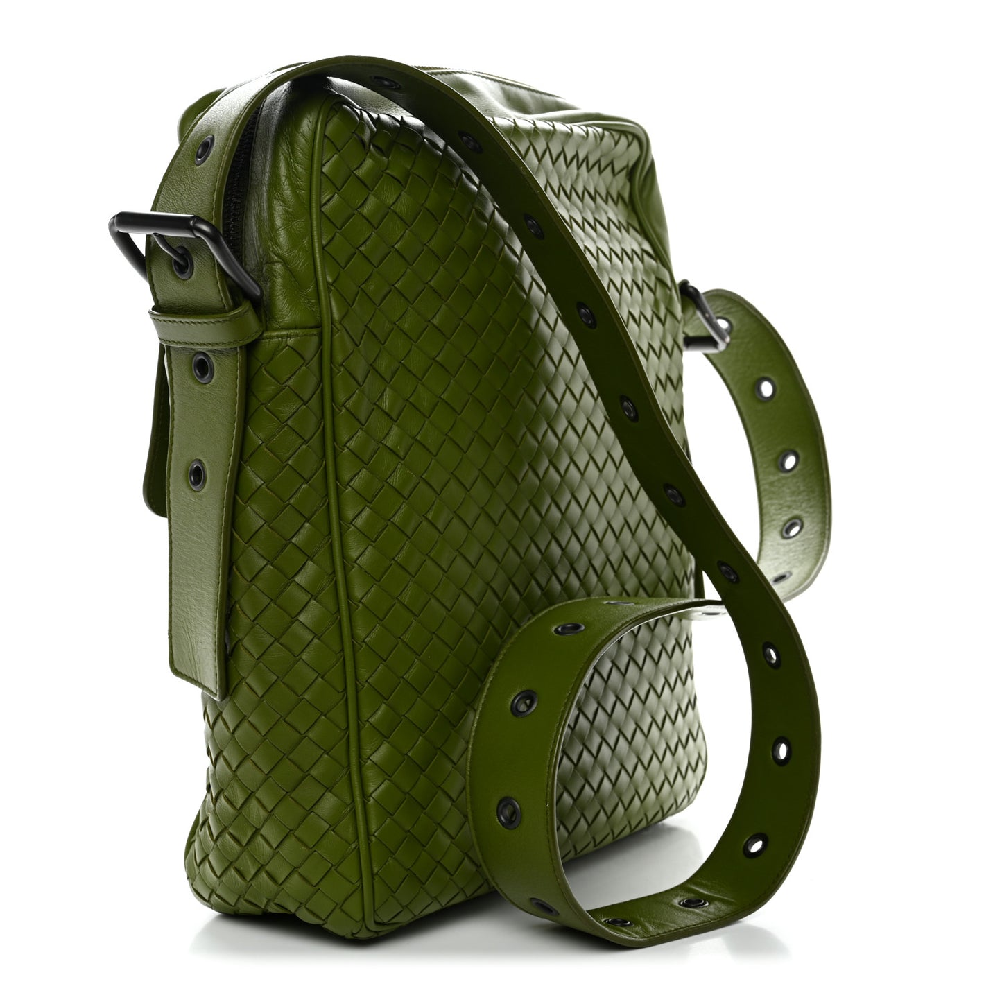 Nappa Intrecciato Crossbody Messenger Green