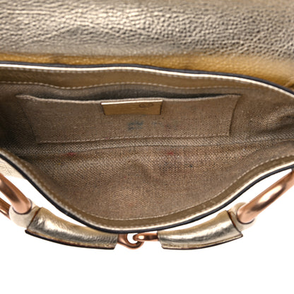Gucci Metallic Calfskin Studded Horsebit Clutch Bag Gold 5 of 17