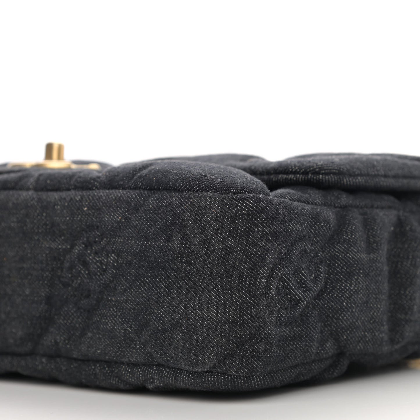 Denim Quilted Medium Funky Town Flap Black