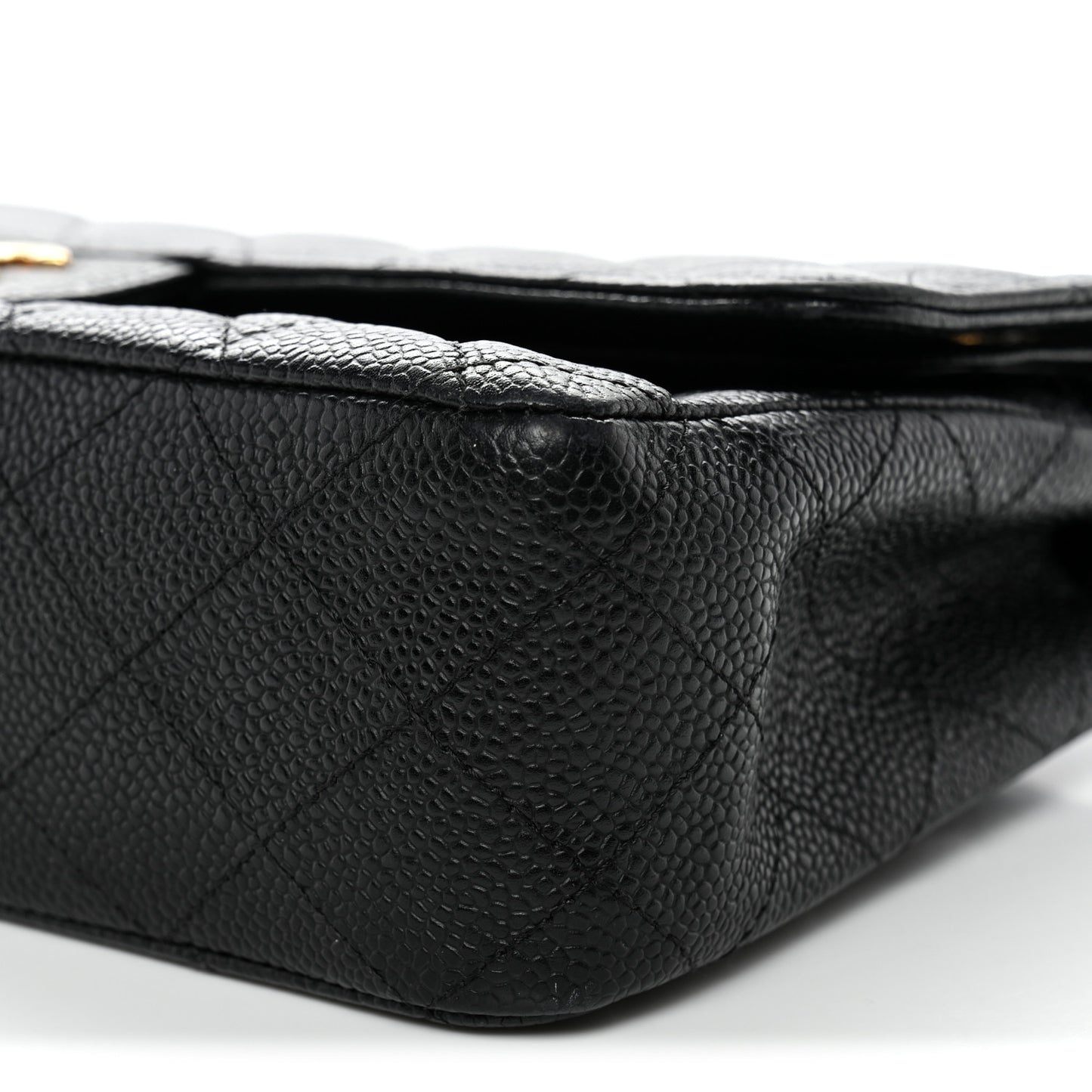 Caviar Quilted Medium Double Flap Black