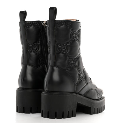 Gucci Cordovan Lux Nappa GG Matelasse Lace Up 60mm Combat Boots 36 Black 4 of 10