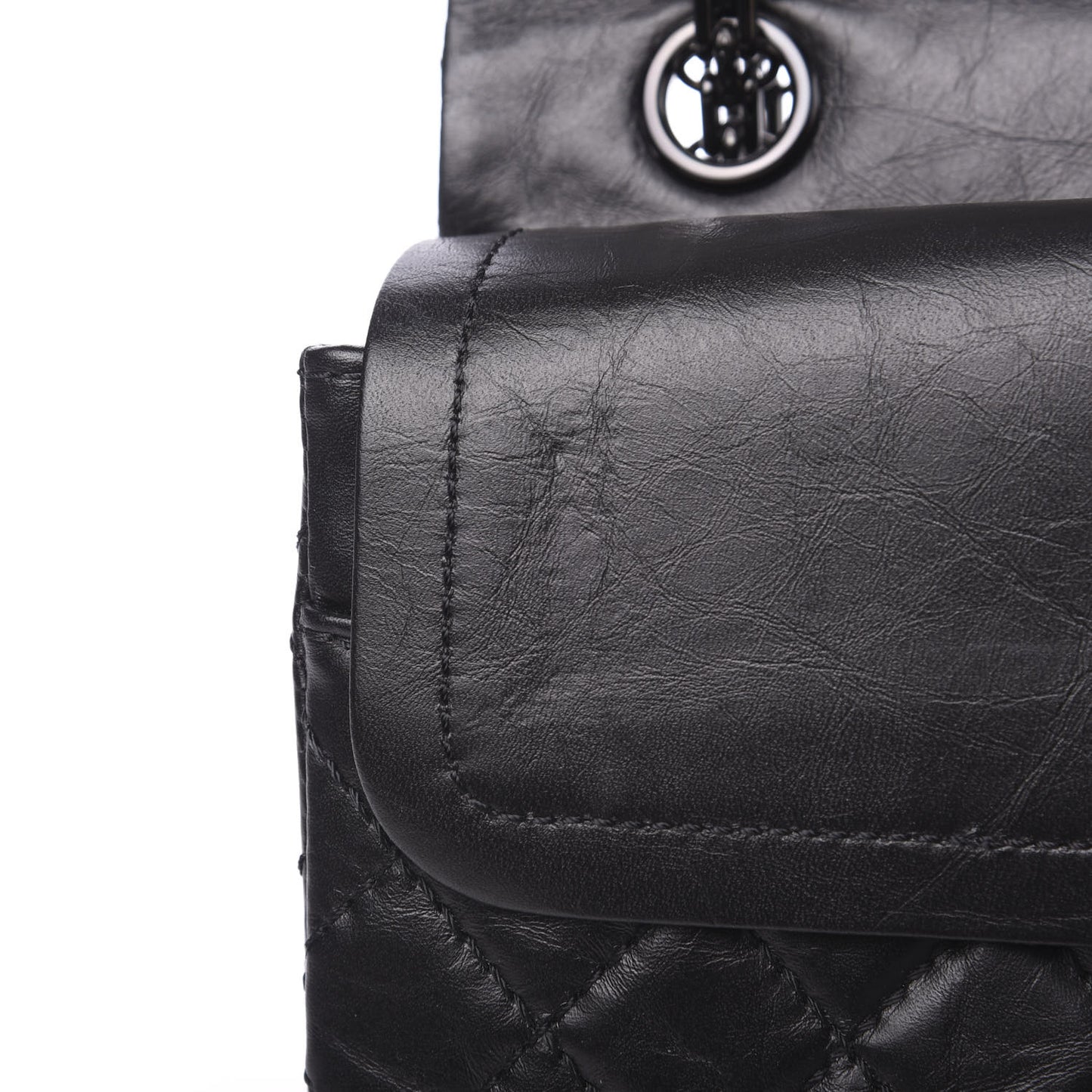 Aged Calfskin Quilted 2.55 Reissue 225 Flap So Black