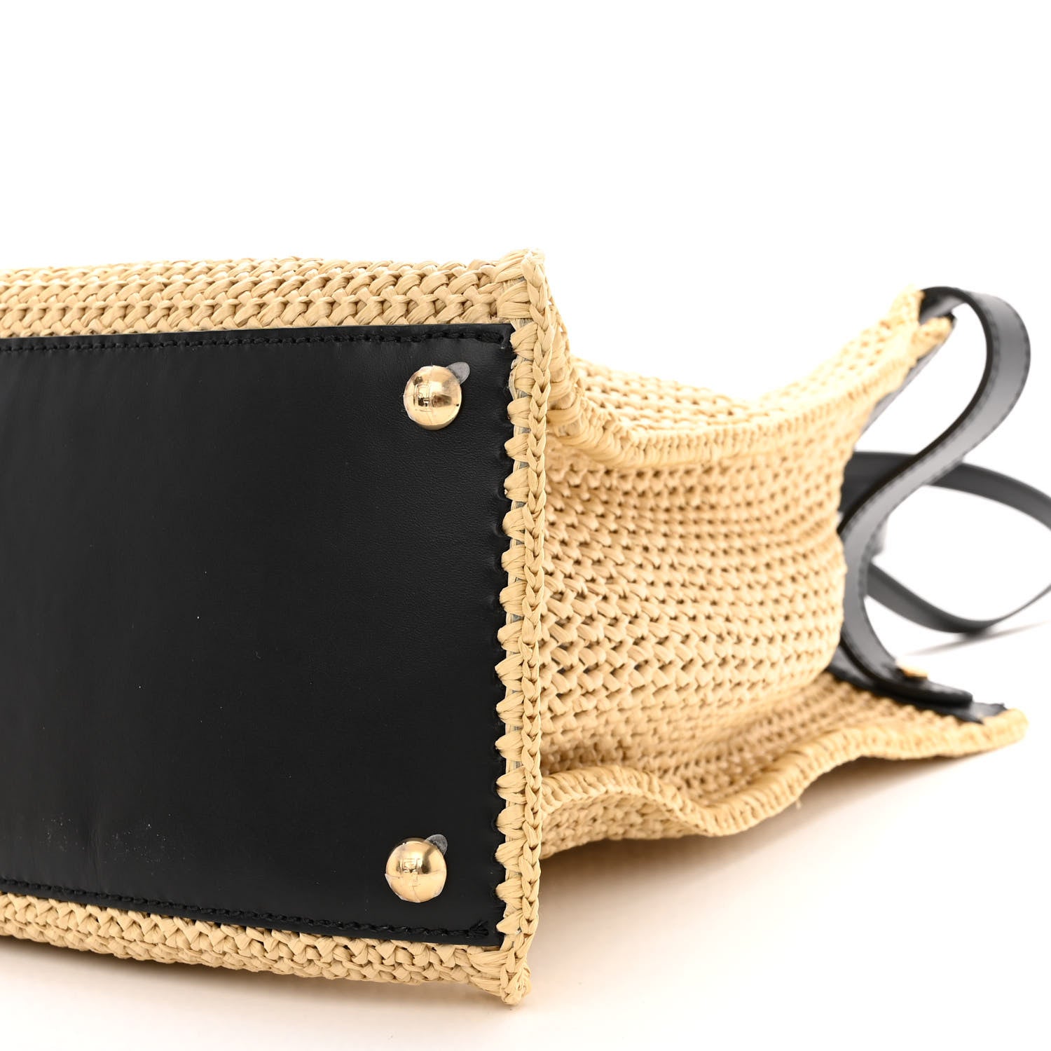 Fendi Raffia Vitello King Macrame Mesh Medium Peekaboo X-Tote Natural Black Cuoio 10 of 13