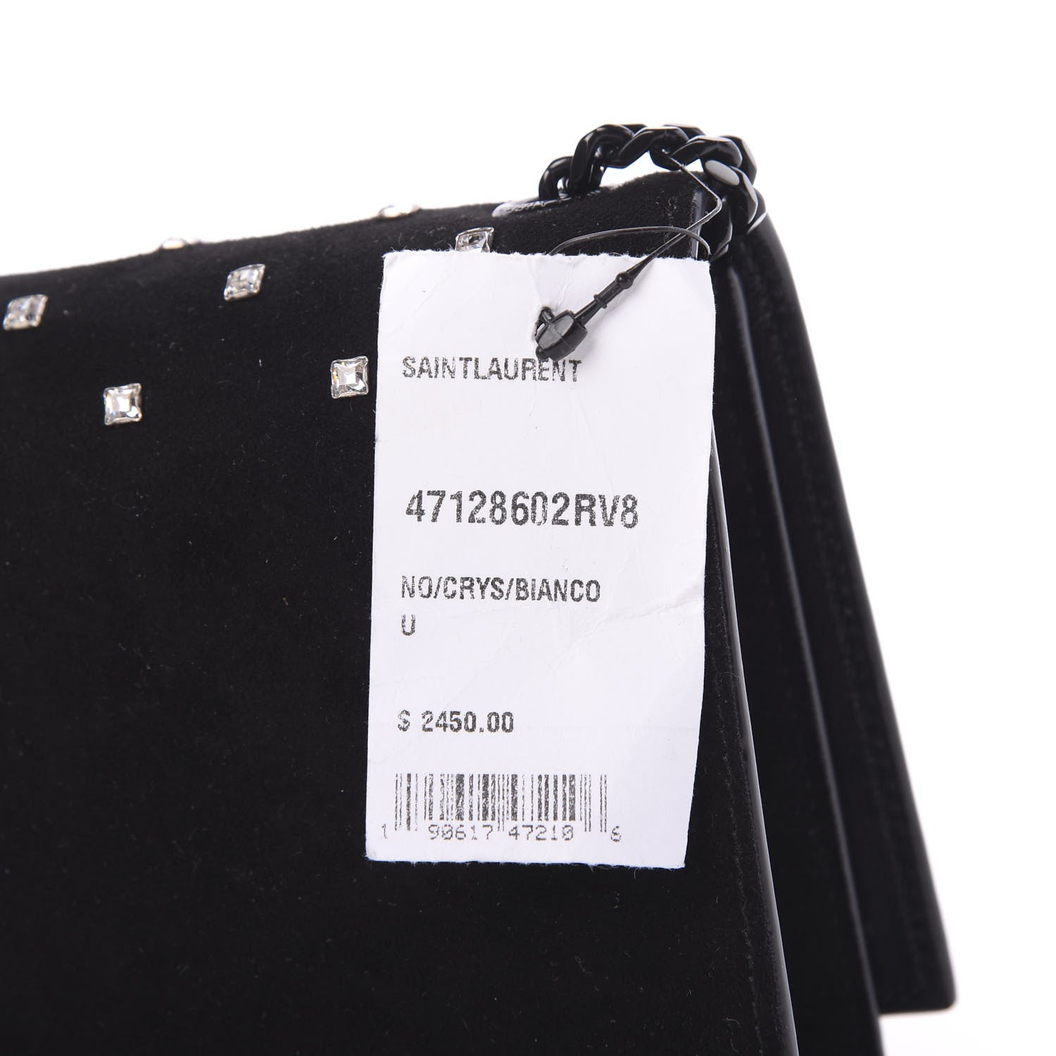 Saint Laurent Suede Crystal Studded Monogram Small Kate Satchel Black 13 of 13