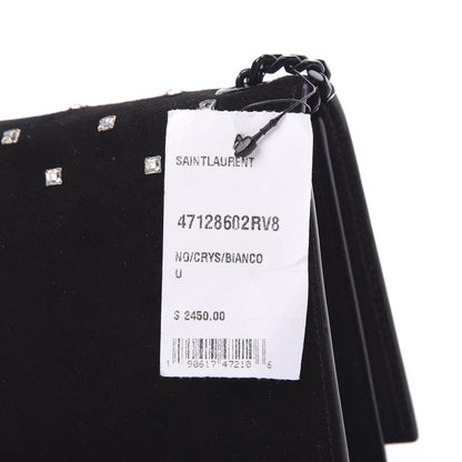Saint Laurent Suede Crystal Studded Monogram Small Kate Satchel Black 13 of 13