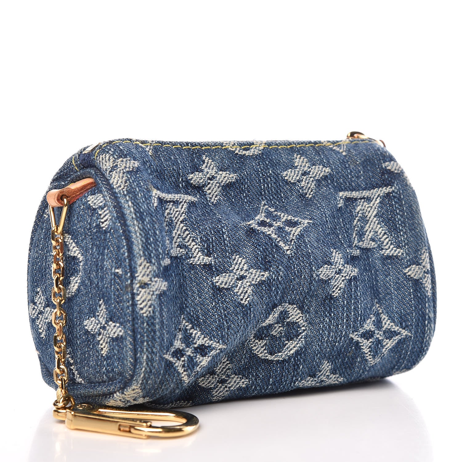 Louis Vuitton Monogram Denim Pochette Speedy PM Key Holder Blue 3 of 8