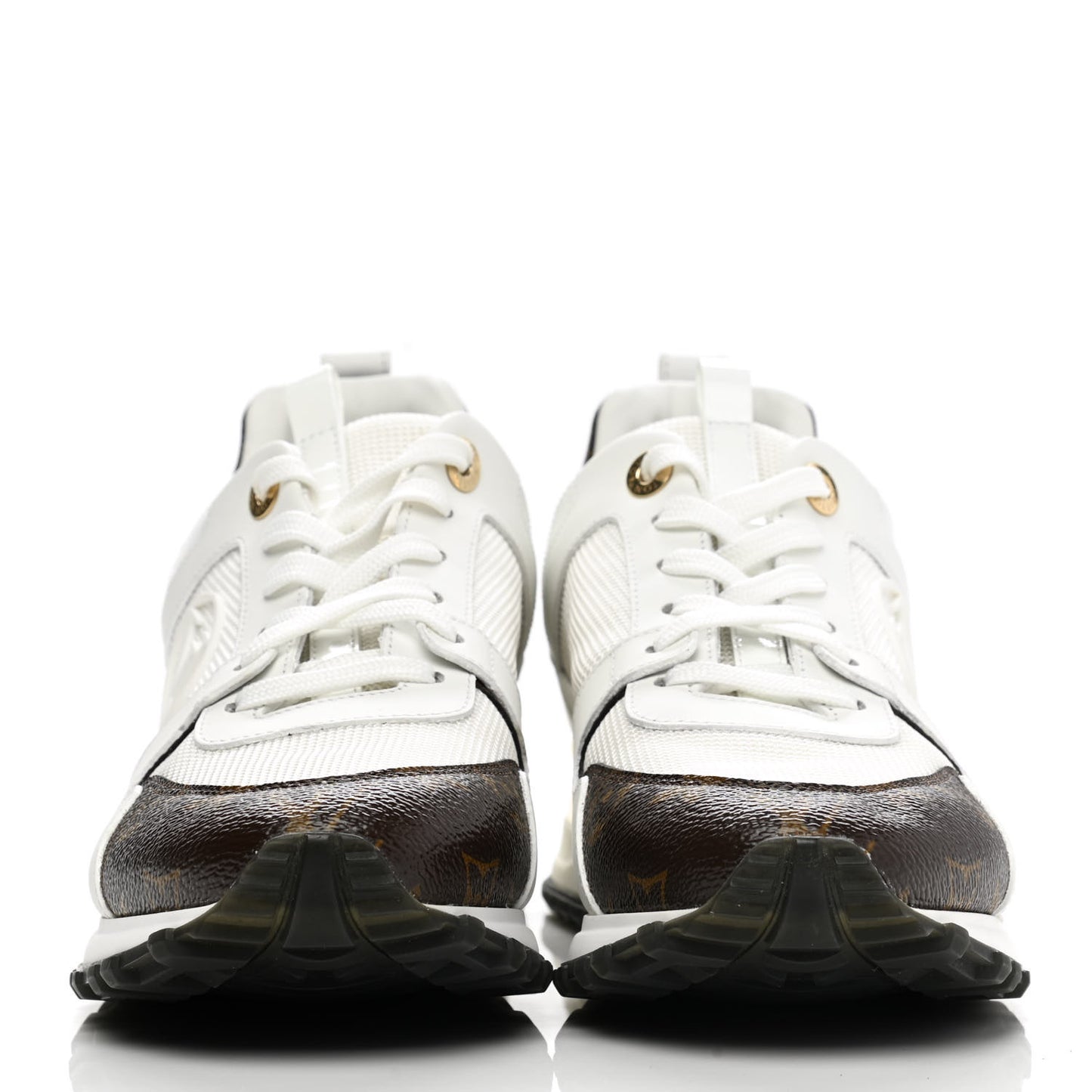 Calfskin Monogram Run Away Sneakers 39.5 White
