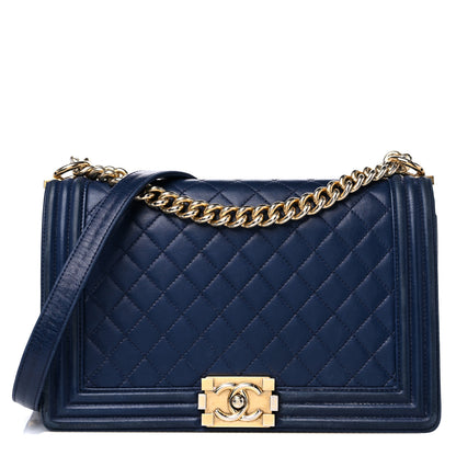 Chanel Lambskin Quilted New Medium Boy Flap Dark Blue 1 of 18