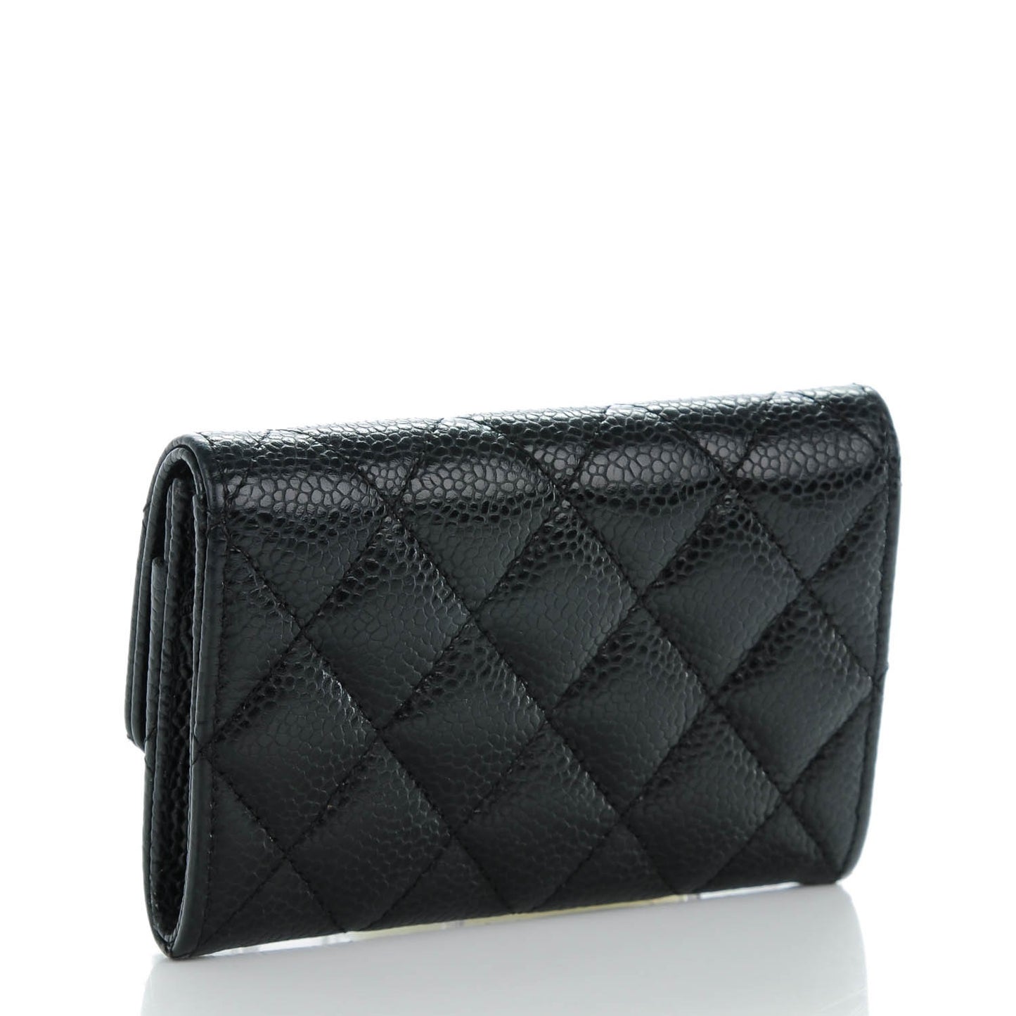 Caviar Quilted Flap Card Holder Black