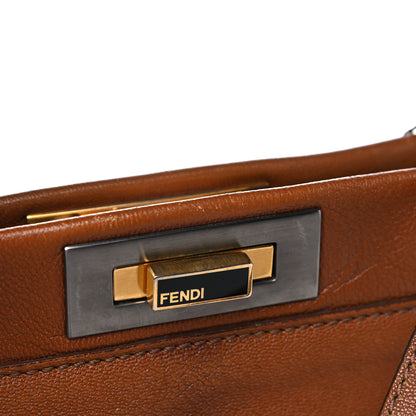 Fendi Goatskin Snakeskin Medium Peekaboo Iconic Satchel Brown 7 of 14