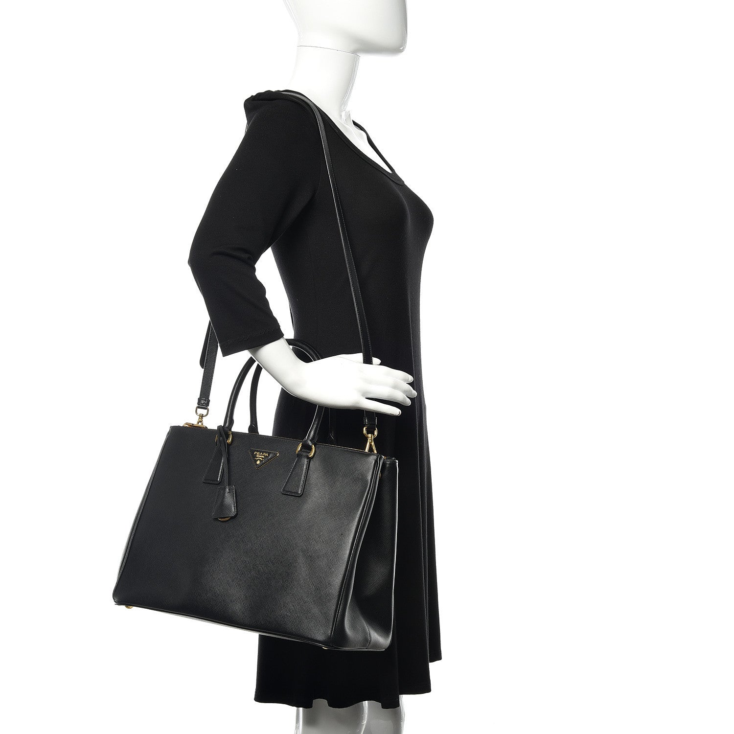 Prada Saffiano Large Galleria Double Zip Tote Black 2 of 9