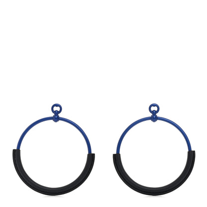 Hermes Aluminum Palladium Plated Swift Loop Earrings Bleu Black 1 of 6