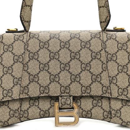 Balenciaga X GUCCI GG Supreme Monogram Small Hourglass Top Handle Bag Beige Ebony 7 of 9