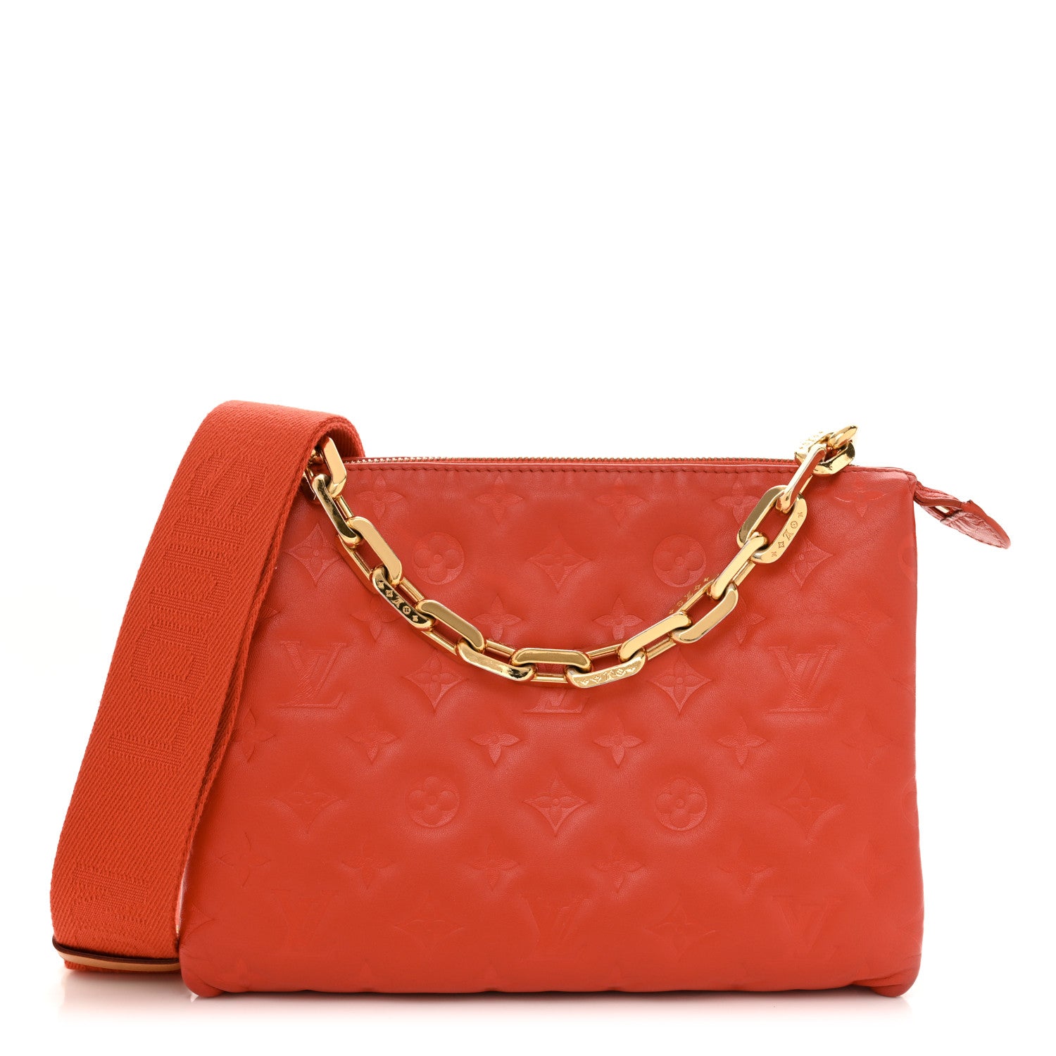 Louis Vuitton Lambskin Embossed Monogram Coussin PM Red 1 of 12