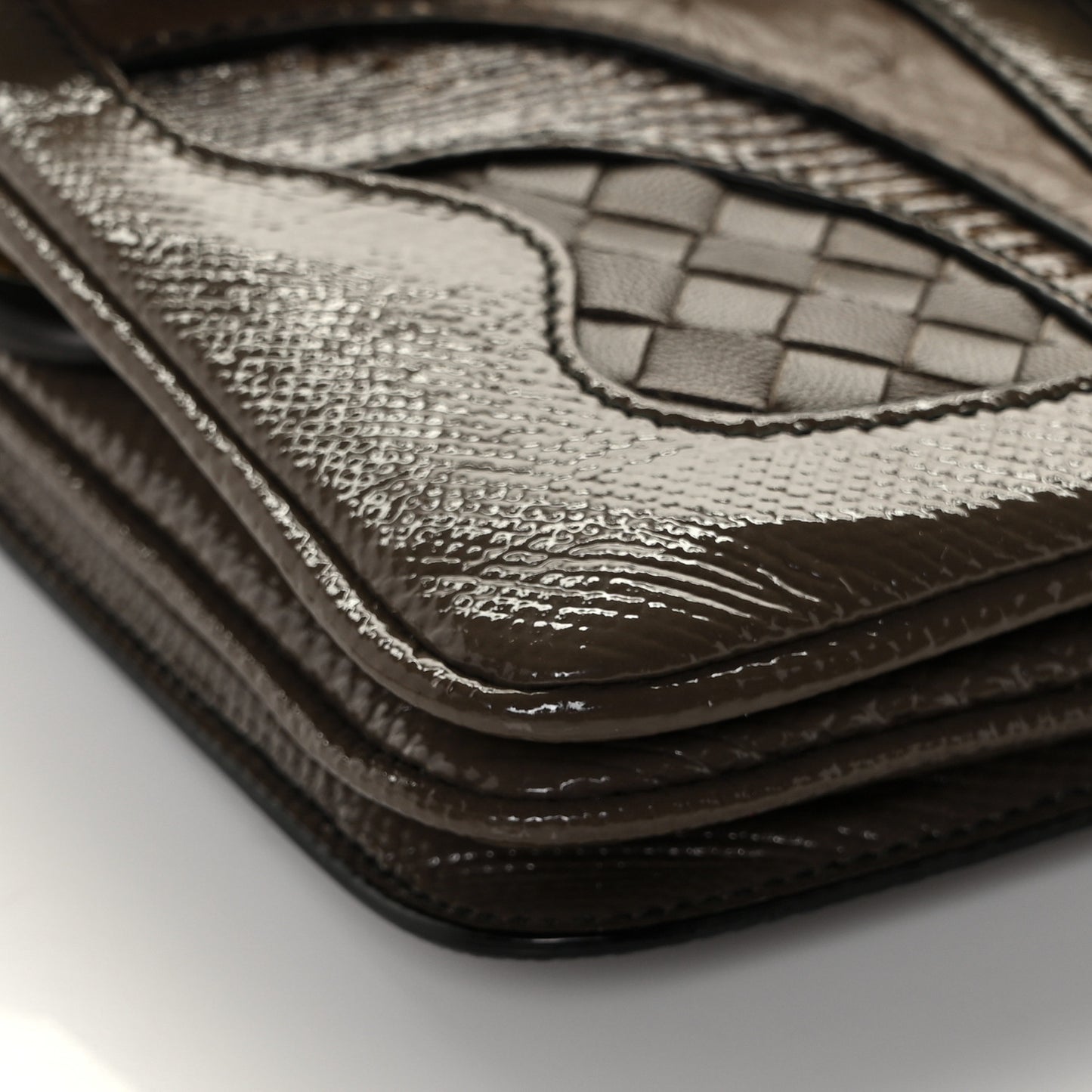 Karung Ostrich Nappa Intrecciato Darling Shoulder Bag Brown