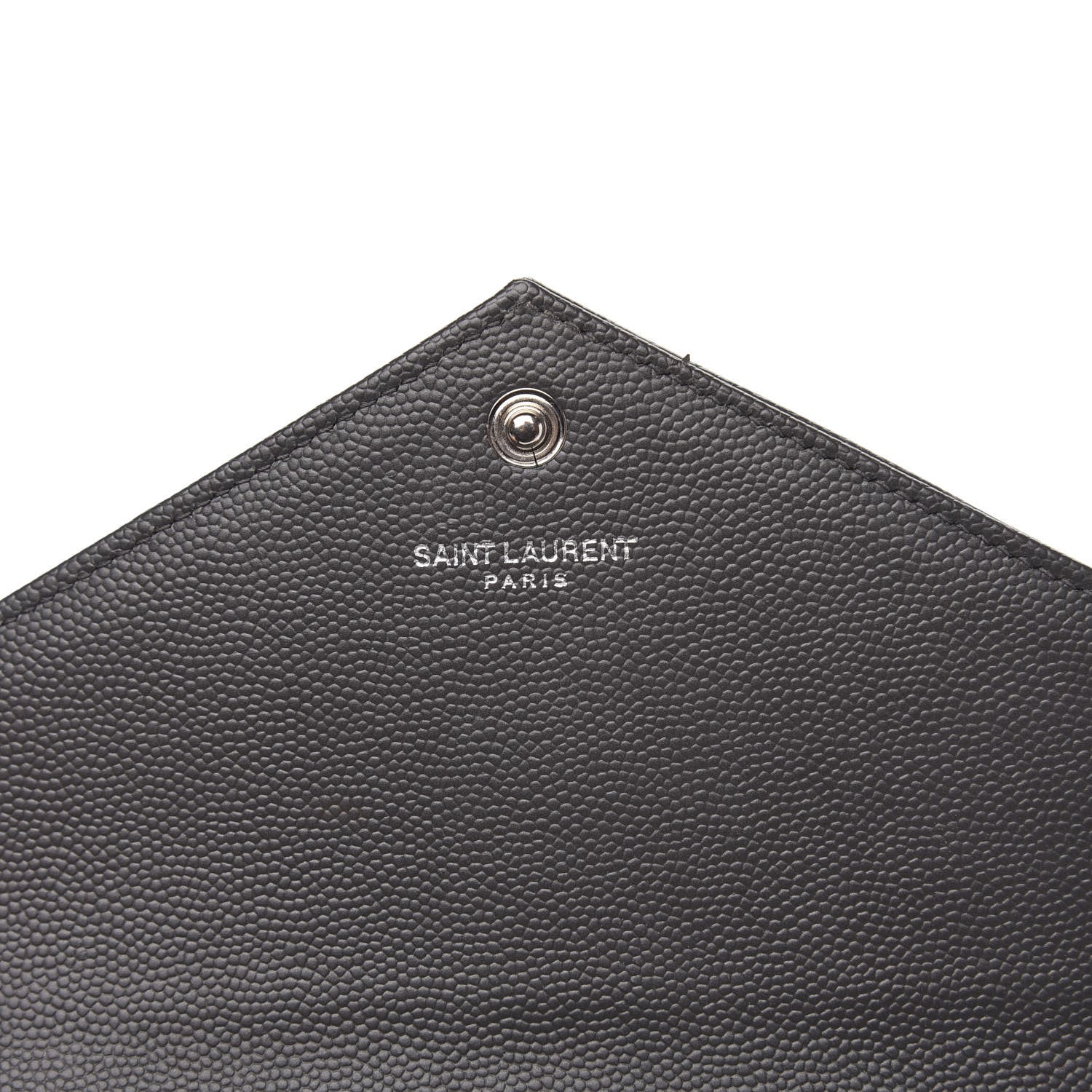 Saint Laurent Grain De Poudre Matelasse Chevron Monogram Envelope Chain Wallet Dark Smog 6 of 10