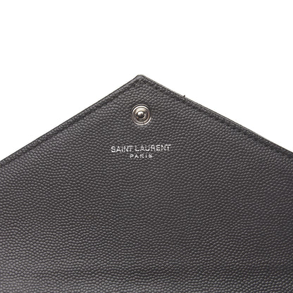 Saint Laurent Grain De Poudre Matelasse Chevron Monogram Envelope Chain Wallet Dark Smog 6 of 10