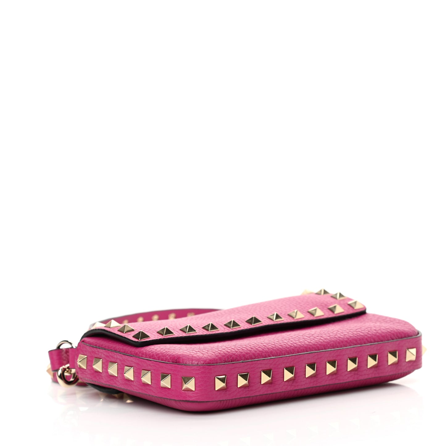 Grainy Calfskin Rockstud Crossbody Pouch Rose Violet