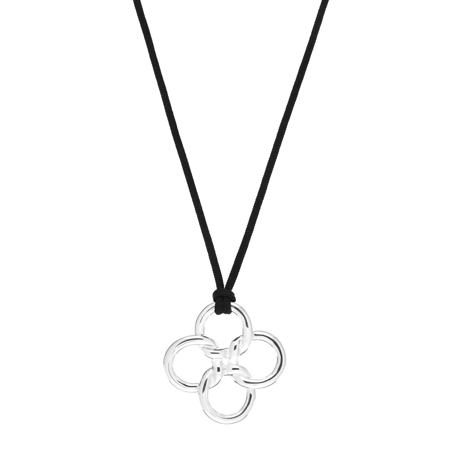 Sterling Silver Elsa Peretti Quadrifoglio Pendant Cord Necklace