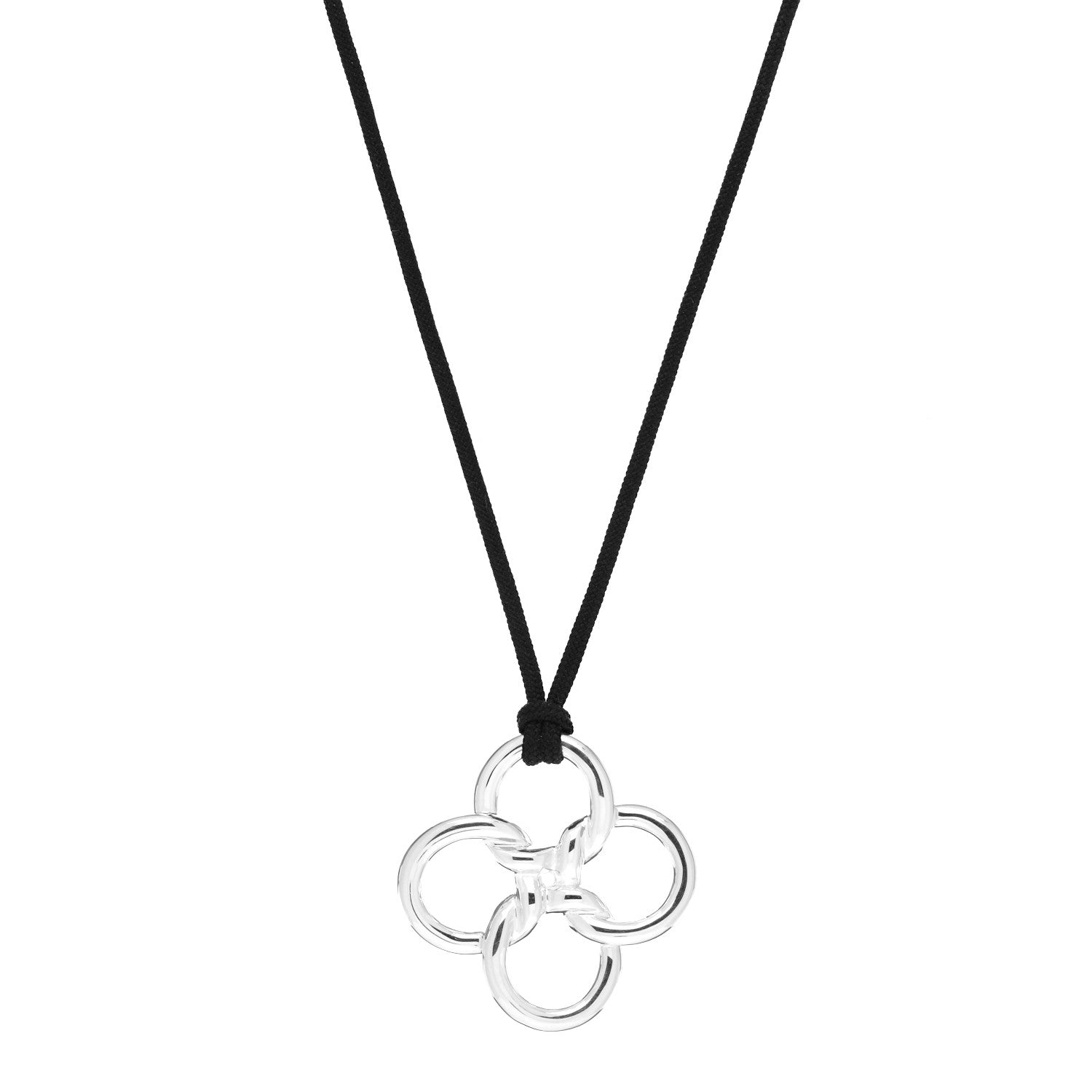 Tiffany Sterling Silver Elsa Peretti Quadrifoglio Pendant Cord Necklace 1 of 4