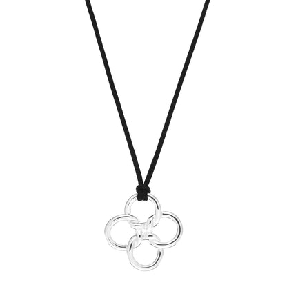 Tiffany Sterling Silver Elsa Peretti Quadrifoglio Pendant Cord Necklace 1 of 4