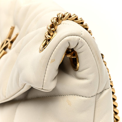 Saint Laurent Lambskin Quilted Small Loulou Puffer Monogram Chain Satchel Blanc Vintage 11 of 11