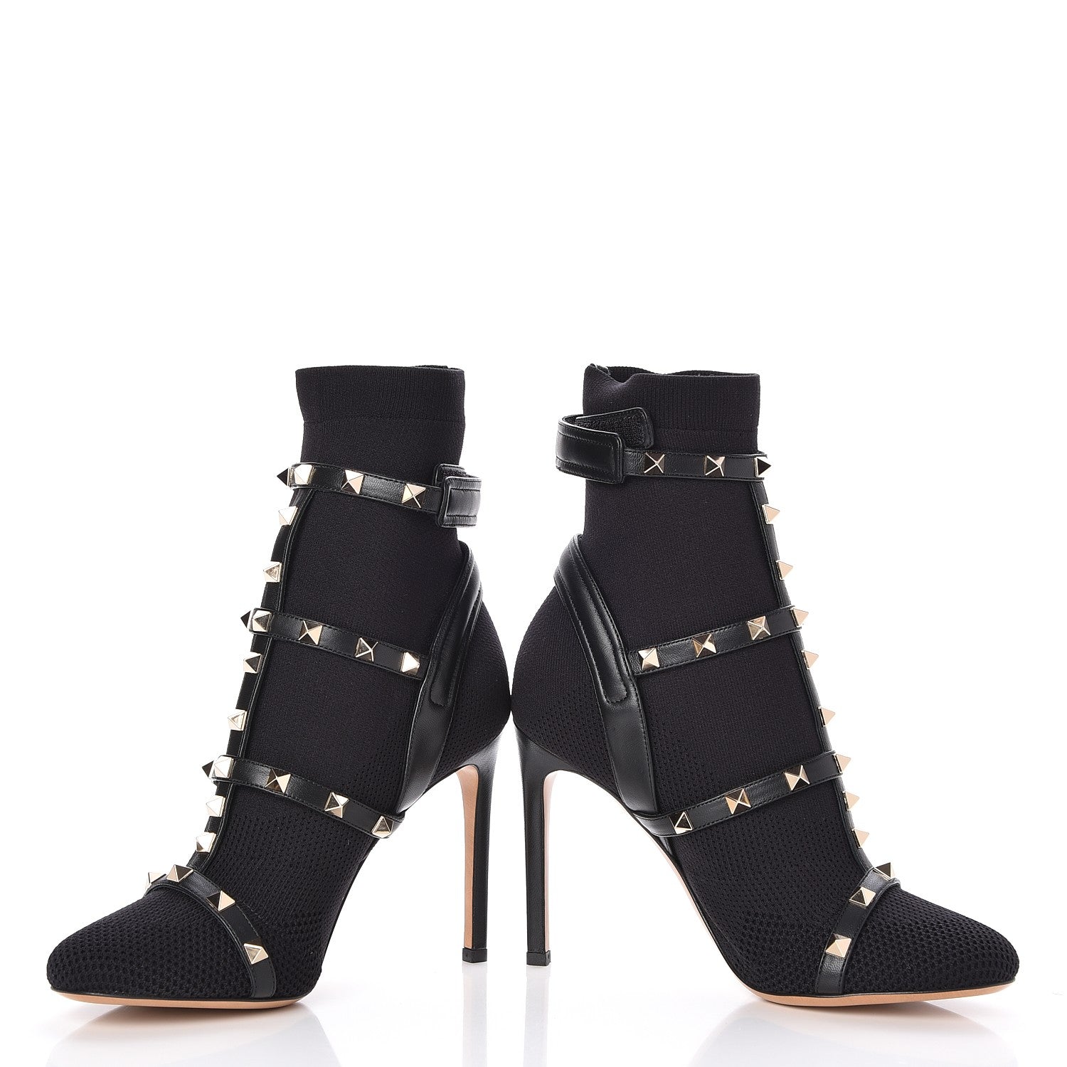 Valentino Garavani Knit Nappa Rockstud Bodytech 105mm Ankle Boots 36 Black 6 of 10