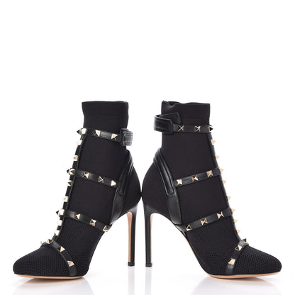 Valentino Garavani Knit Nappa Rockstud Bodytech 105mm Ankle Boots 36 Black 6 of 10