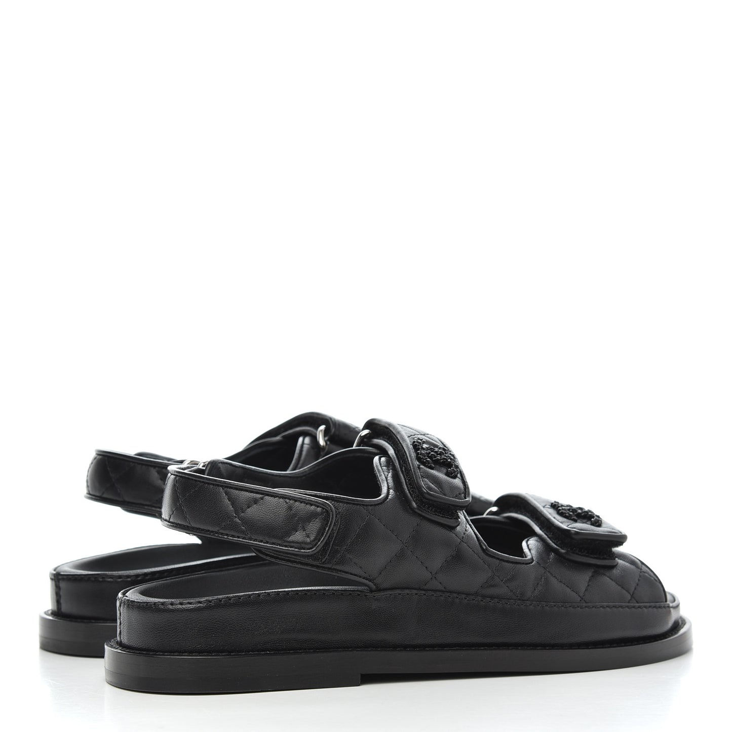 Lambskin Velcro Dad Sandals 35 Black