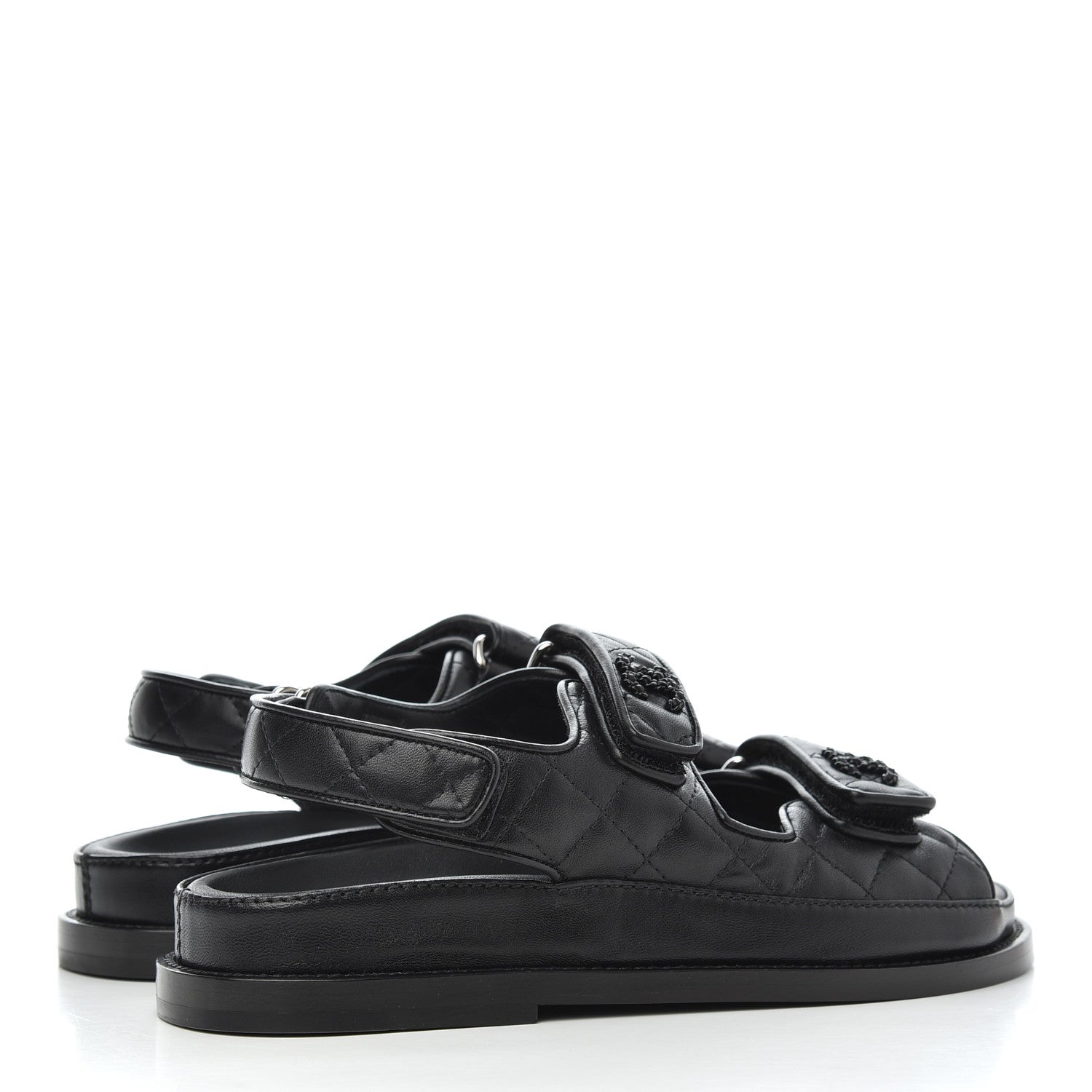 Chanel Lambskin Velcro Dad Sandals 35 Black 4 of 9